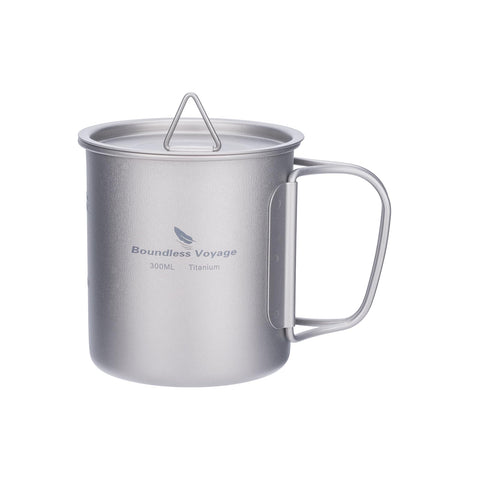 Titanium Mug with/Without Lid and Folding Handle (300ml)